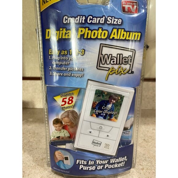 Wallet Pix Credit Card Size Digital Photo Album 1.5" Screen Plug & Play Holds 58 - Picture 7 of 8